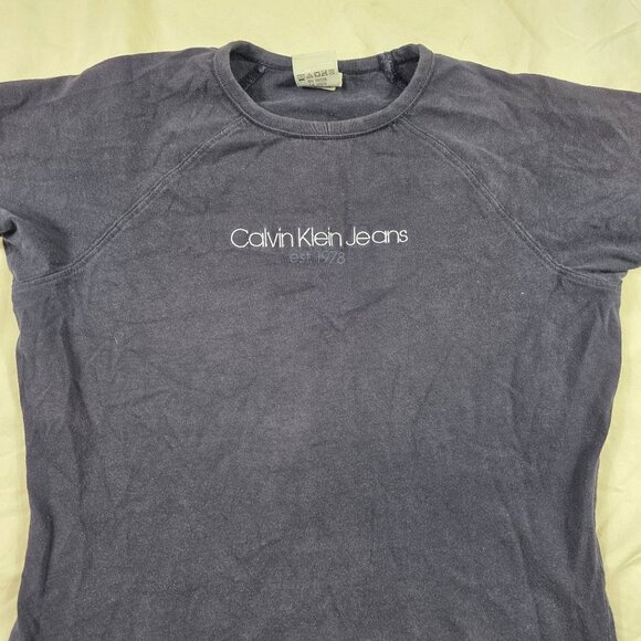 Vintage Calvin Klein Jeans Womens Size Small Blue Shirt Made In USA Casual Walk - Picture 3 of 9